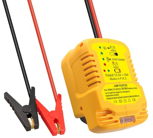 For Dewalt 18V Battery Car Jump Starter Adapter, Jumping Starter for 12V Car Up to 3.5L Gas or 3.5L Diesel Engine, with 11AWG Cable and Clamp Kit (Battery Not Included)