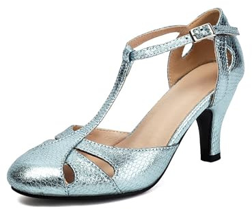 graceretro Scarpe da donna Mary Jane chiusura punta rotonda 1940 vintage anni '50 tacchi retrò anni '20 vittoriana décolleté anni '30 T-strap scarpe, Blu, 39 EU