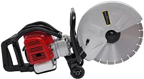 Trituradora de gasolina, cortadora de hormigón de gasolina y acero, disco de corte de 350 mm, motor de dos tiempos, cilindrada de 52 ccm, 1800 rpm, profundidad de corte máxima 120 mm