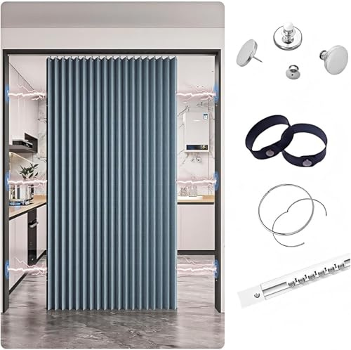 YSZBD Cortina plegable para puerta de puerta, cortina de protección contra el ruido, cortina de puerta sin agujeros, cortina de armario para deslizar, cortina de puerta con protección contra el frío