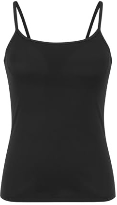 Camiseta de tirantes para mujer, de algodón, con sujetador, elegante, tallas grandes, color negro, holgada, transpirable, ligera, sin mangas, chaleco elástico
