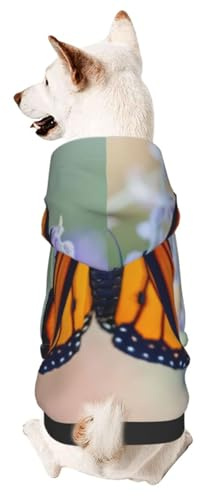 Monarch Butterfly House Dog Hoodie Breathable Stretchy Sweatshirts with Hat Warm Dog Clothes for Small Medium Large Dogs Medium