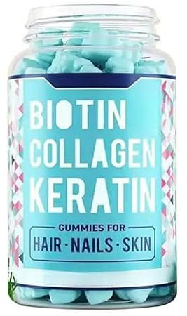 Biotin & Collagen Gummies - Stöd för hår, hud och naglar för män och kvinnor | Hårväxt, glödande hud & starka naglar | Icke-GMO