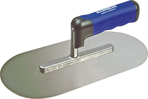 HAROMAC Superglatt 1 Glättekelle Made in Germany, Innen- & Außenputz, Dämmstoffe/Bitumen, rostfreier Edelstahl, 2 Komponenten Softgriff, 280x130x0.7mm, 65mm Radius, Glätter, Traufel, Glättescheibe