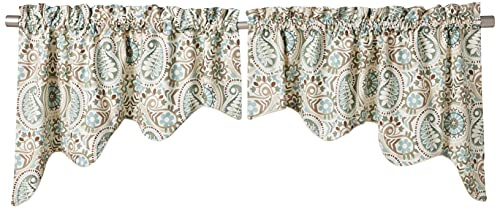 Ellis Curtain Paisley Prism Jacobean Floral Print Lined Duchess Valance, 100 by 30-Inch, Latte