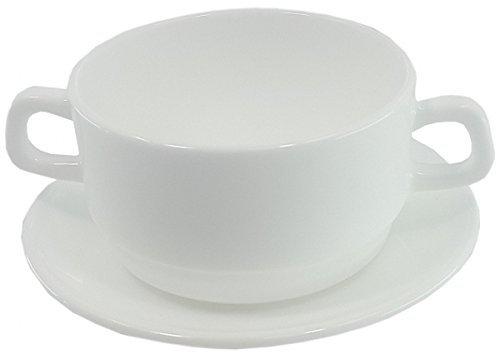 Arcoroc Suppentasse 32cl Restaurant weiß stapelbar mit Untertasse (VE wählbar) Größe 6 Stück