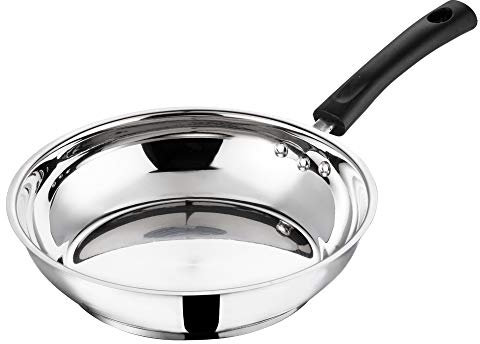 Vinod Stainless Steel Frying Pan – 22 cm | Skillet Pan with Bakelite Cool-Touch Handle | SAS Bottom | Induction & Ceramic Compatible | Ideal for Eggs, Bacon, Sausages & Sautéed Veggies
