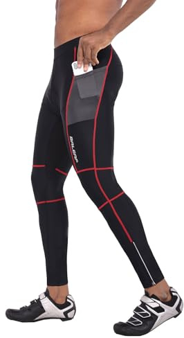 baleaf Men's 4D Padded Thermal Cycling Pants with UPF 50+ Pockets Dark Red L