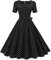 1950s Dresses for Women UK Vintage Elegant 1940s 50s Style Audrey Hepburn Rockabilly Short Sleeve Polka Dots A Line Swing Midi Skater Tea Dress Cocktail Party Evening Prom Gown Plus Size B#Black XL