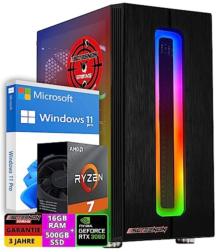 ScreenOn Gaming PC Ryzen 5 5700G • Geforce RTX 3060 (12 GB) Grafikkarte • 16 GB RAM DDR4 3200 MHz • 512 GB m.2 • Windows 11 Pro • WLAN 300 MBit/s • Gaming PC Computer mit 3 Jahren Garantie!