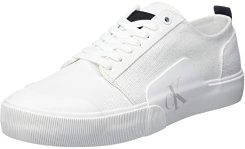 Calvin Klein Jeans Sneakers Vulcanizzate Uomo Skater Vulc Low Laceup Badge Scarpe, Multicolore (White/Black), 41 EU