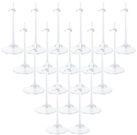 HMIEPRS 20 Pièces Support de Présentoir de Poupée en Plastique, Présentoir pour poupées Supports de Présentation Réglable Vêtements Accessoires pour 11-13 In/28-33 cm Poupée Barbie Enfant