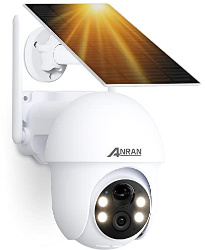 ANRAN 5MP Caméra Surveillance WiFi sans Fil Solaire, Sirène Alarme+4 Spotlight, Caméra IP Batterie, Vision Nocturne Couleur, Détection Humaine, Audio Bidirectionnel, Compatible Alexa, Q01 Max Blanc