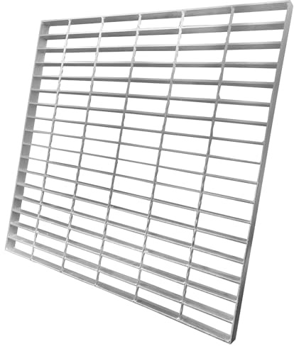 MOSINSBO Galvanized Steel Drain Grate, 24x24 Outdoor Drain Cover, B Class Sewer Grate, Durable Heavy Duty Channel Grate, Sliver Square Drainage Grate for Driveway, Concrete, Yard (23.6x23.6)
