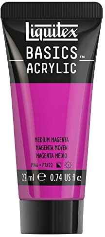 Liquitex 8870469​ Basics Acrylfarbe - Mittelmagenta​, 22ml Tube, lichtecht, wasserfest, zum Malen und Dekorieren von Holz, Metall, Keramik, Kunststoff, Leinwand