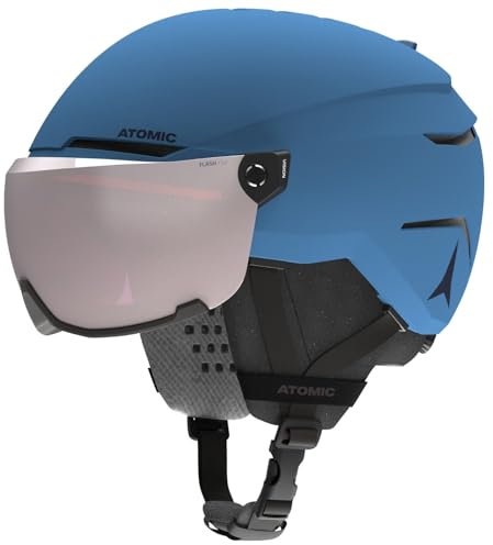 ATOMIC Savor Visor JR Skihelm mit Visier - Blue - Größe XS - Für Kinder & Jugendliche - Max. Stoßdämpfung - Active Aircon Belüftung - Brille mit High End-Verspiegelung