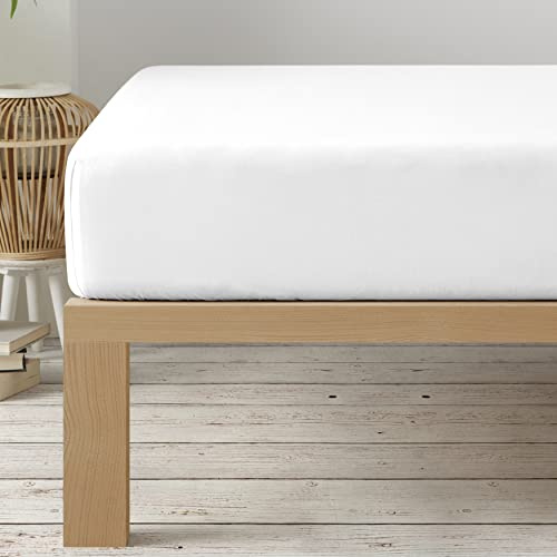 Degrees Home Collection - Sábana Bajera Ajustable 160x190x33 cm - Microfibra de poliéster, Calidad Oeko Tex sin tóxicos, Super Suave - Blanco