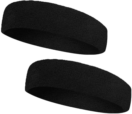 2 Piezas Cinta Sudor Cabeza,Diadema Hombre,Diadema Elastica Mujer,Diademas Deportivas,Banda de Cabeza Atlética de Algodón,para Deportes,Fitness,Correr