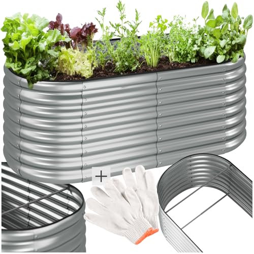TecTake® Lit de Jardin Carré Potager de Jardin surélevé, Bac à semis Jardiniere en Acier galvanisé résistant à la Rouille Serre Jardiniere Exterieur Grande Taille 160x80x60 cm