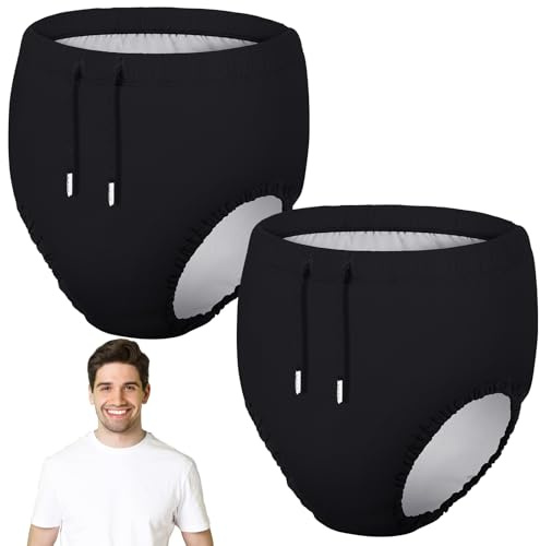 Glitopper 2 Pcs Reusable Adult Swim Diapers Waterproof, Black, S