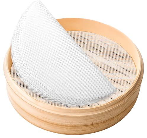 Bremorou 6 Stück Silikon Dämpfer Matte Bambusdämpfer Matte Einlagen Dampfgarer Einlagen Runde Dampfmatte Dampfgarer Netz Unterlage Mesh Matten Wiederverwendbare Dumplings Für Gedämpfte Brötchen 25 cm