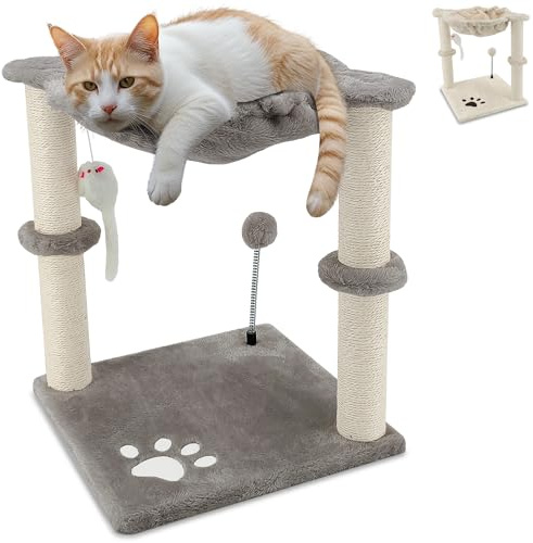 Beltom® Tiragraffi per gatti 45 cm. Parco Gioco Giochi GRAFFIATOIO SISAL Cuccia Albero Gatti Tira Graffi Palestra - Grigio