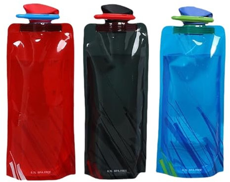 ALLGAYER 3 Pieces Collapsible Water Bottle, Foldable Water Bottle 700mL, Reusable Portable Drinking Bottles with Clip for Biking, Sports, Hiking Travel, Outdoor Activities