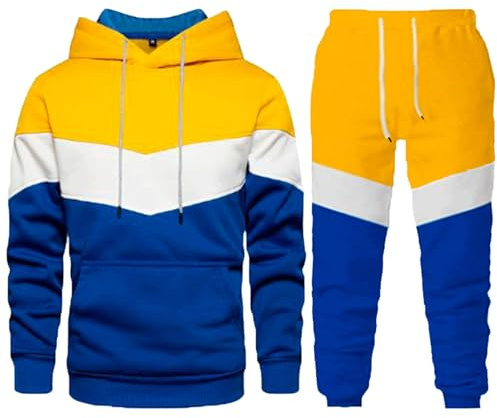 Genérico Conjunto Deportivo Invierno Hombre, Chandal Hombre Completo Invierno Sudadera con Paneles Contrastantes Y Pantalón Jogger Tejido Algodón Reciclado Ideal para Gimnasio O Estilo Casual