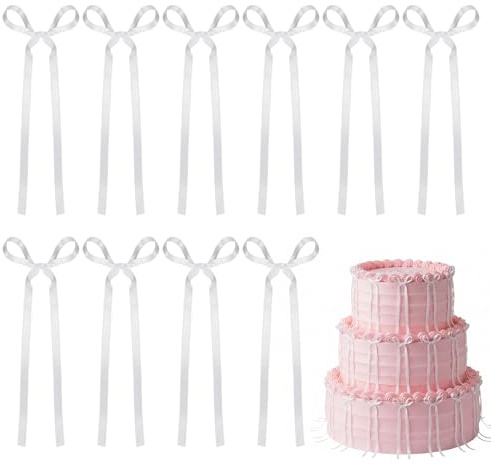 20 fiocchi bianchi per torte, decorazioni per cupcake, fiocchi in raso bianchi, decorazioni per torte, nastri con fiocco di San Valentino, fiocchi per compleanni, matrimoni, anniversari, forniture per