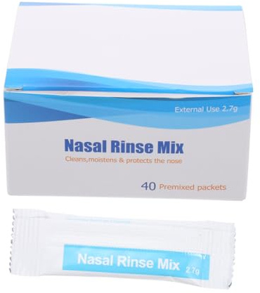 VILLCASE Sale per Lavaggio Nasale 2,7 G Confezione 40 Bustine Soluzione Fisiologica per Pulizia e Protezione Cavità Nasale Adulto e Uso Quotidiano Allergia