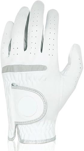 YUSUZH Herrgolfhandskar, 2 delar, ventilerande tyg, markör, utbytbar vit handske för vänster och höger hand (vänster hand vit, storlek 26-XL)