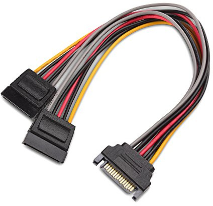 Cable Matters 3-Pack 15 Pin SATA Power Splitter Cable - 8 Inches, SATA Power Y-Splitter Cable