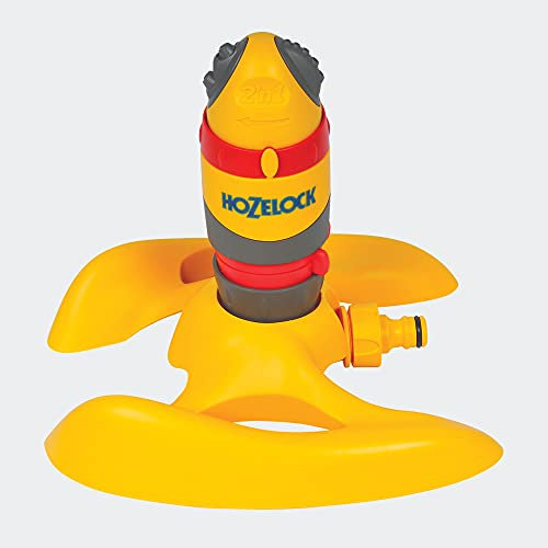 WilTec Aspersor Circular Pro Hozelock con Plataforma, hasta 314 m², 2 Patrones de riego, Ajuste 45°–360°