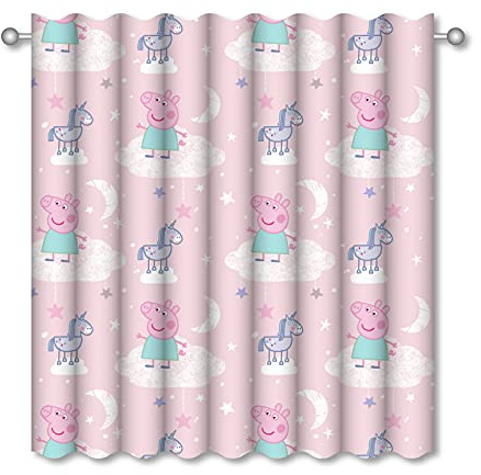 Character World Official Peppa Pig Curtains | Pink Stardust Children’s Bedroom Curtains | Perfect For Any Children’s Bedroom (54 inch)