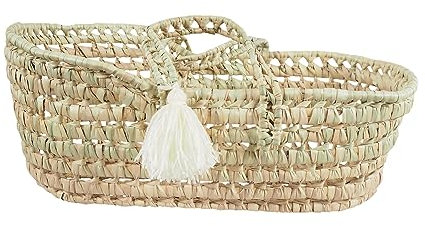 kikadu Großer Puppenkorb - Puppenkorb/Bett für die Lieblingspuppe oder -Tier aus Palmblättern, handgeflochten, Maße 40x18x17 cm