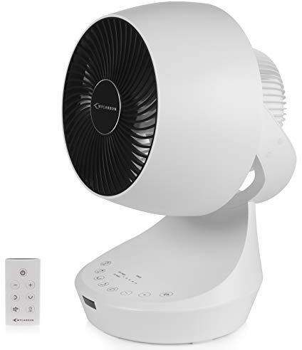 MYCARBON Quiet Fan DC Motor Desk Fans Turbo Wind Cooling Fans Air Circulator Oscillating Fan for Bedroom, 20dB Low Noise, Max 18W Energy Efficient, 12 Speeds, Remote Control