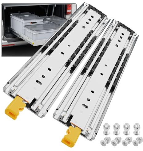 SHUHANG Heavy Duty Drawer Runners with Lock 220kg Load Capacity Industrial Drawer Slides Full Extension with Ball Bearing Slides 1300mm, Side Mount 1 Pair