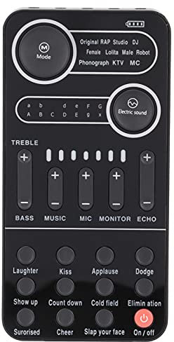 Tarjeta de Sonido Externa con Reducción de Ruido Inteligente Universal, Tarjeta de Sonido en con 13 Efectos de Sonido, para Teléfonos Android, Computadoras, para Transmisión de Juegos, (K9)