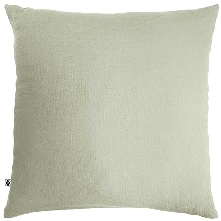 Taie d'oreiller Double Gaze de Coton Vert d'eau 60x60 cm