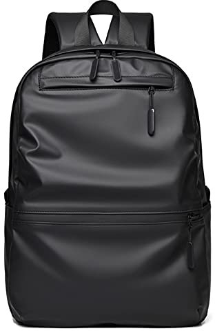 PORRASSO Men Backpack Causal Daypack Laptop Rucksack 14 Inch Laptop Waterproof Backpack for College Travel Daily Use Black