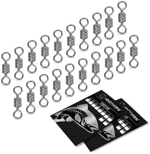 AMZfishing NEU 40x Power Angelwirbel | Wirbel Angeln | Wirbelsortiment | Wirbelset | Wirbel Angeln | Angelwirbel | Angelwirbel Set | Angeln Wirbel | Angelzubehör Wirbel Set (Diamant 40, 8)