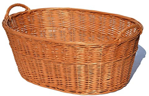 Panier à linge en osier AzaliaDesign Tailles S, M, L, XL 50-80 cm (60 cm) - Marron - Durable et pratique à transporter