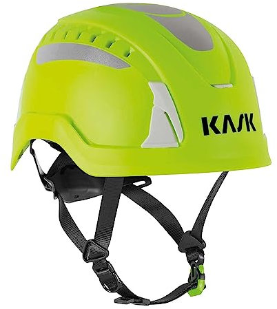 KASK Schutzhelm Primero PL Hi-Viz, Kletterhelm, Bergsteigerhelm, reflektierend, 14 Belüftungskanäle, nach EN 12492 (gelb)