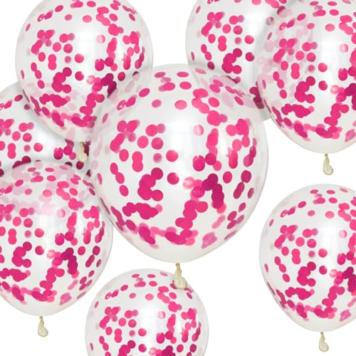 Pink Confetti Balloons 50 PCS 12 inch Party Balloons pack Strong Thicken Balloons For Happy Birthday, Kids Party, Weddings, Baby Shower Events Decorations Accessories (Pink Confetti Balloons)