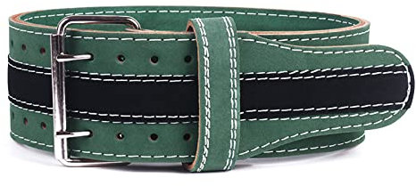 ZOUTYI Leder Power Lifting Gürtel Gewichtheben Bodybuilding Gym Training Workout Rückenschnalle Gürtel Für Männer & Frauen Powerlifting,Grün,S