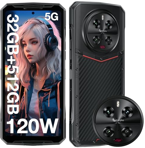 DOOGEE DK10 5G Obrytbar Mobiltelefon 120 Hz, 32GO+512GO, AMOLED 6,67 tum FHD+ Dimensity 8050 Obrytbar Smartphone, 50W Trådlös Laddning + 120 W Laddning, 64MP Night Vision, Android 13/NFC/Face ID/WiFi6