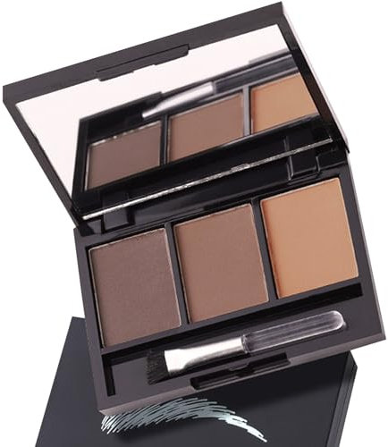 Eyebrow Powder Palette, Dark Brown Light Brown Brow Powder Shaping Kit Eyebrow Filler Brow Tint Root Touch Up Face Contour Hairline, Natural Waterproof Long Lasting Make-Up Palette with Brush