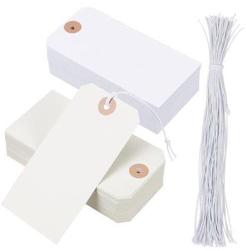 HOODANCOS 100stücke Leere Etiketten Beschreibbare Versand Und Preisschilder Langlebige Papieretiketten Für Kleidung Und Mit Schnüren