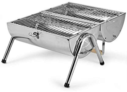 MYVVKIA Parrilla de Barbacoa, Escritorio de Barbacoa de carbón Plegable portátil para Exteriores, Parrilla de Barbacoa de Acero Inoxidable, miniparrilla de carbón
