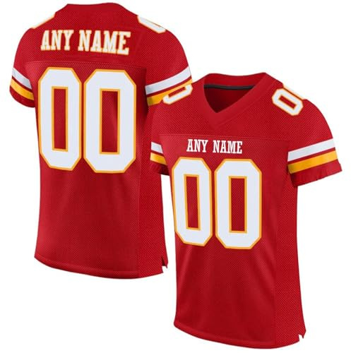 Mens American Football Jersey Personalized Sports T Shirt Quick Dry Breathable Short Sleeve Tee Shirt for Women Kids S-7XL
